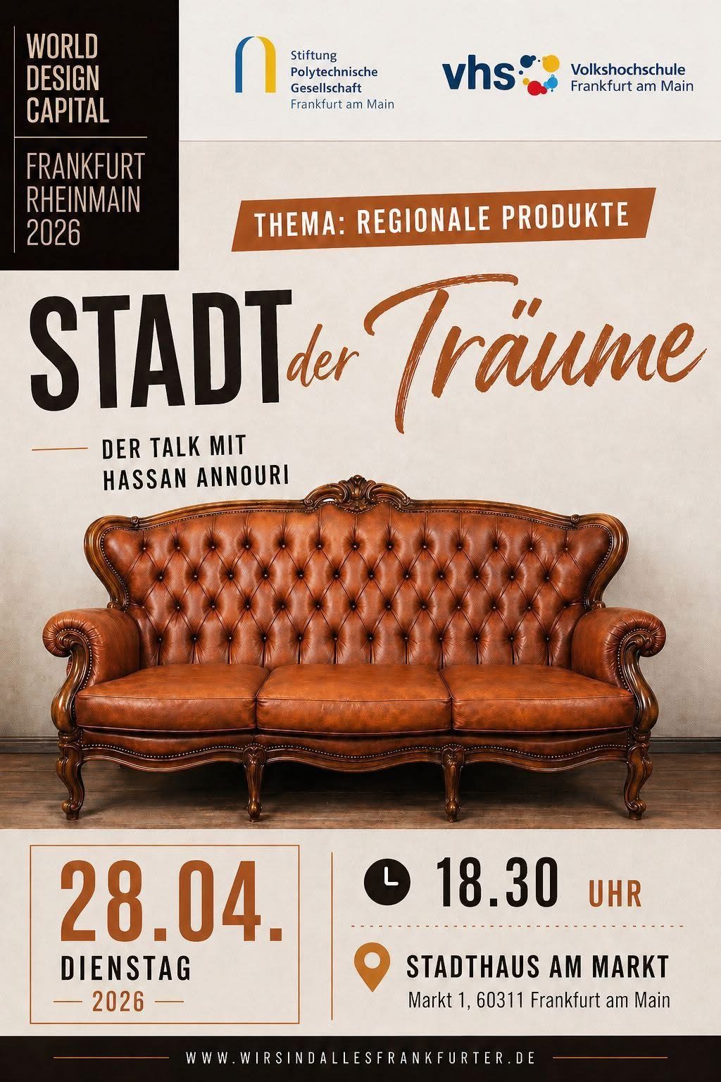 Flyer „Stadt der Träume – Regionale Produkte“ am 28. April 2026 im Stadthaus am Markt