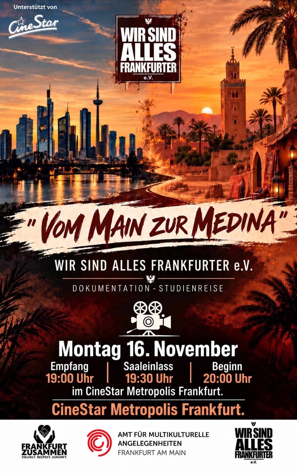 Filmplakat „Vom Main zur Medina“ – Dokumentation der WSAF-Studienreise nach Marrakesch am 16. November 2026